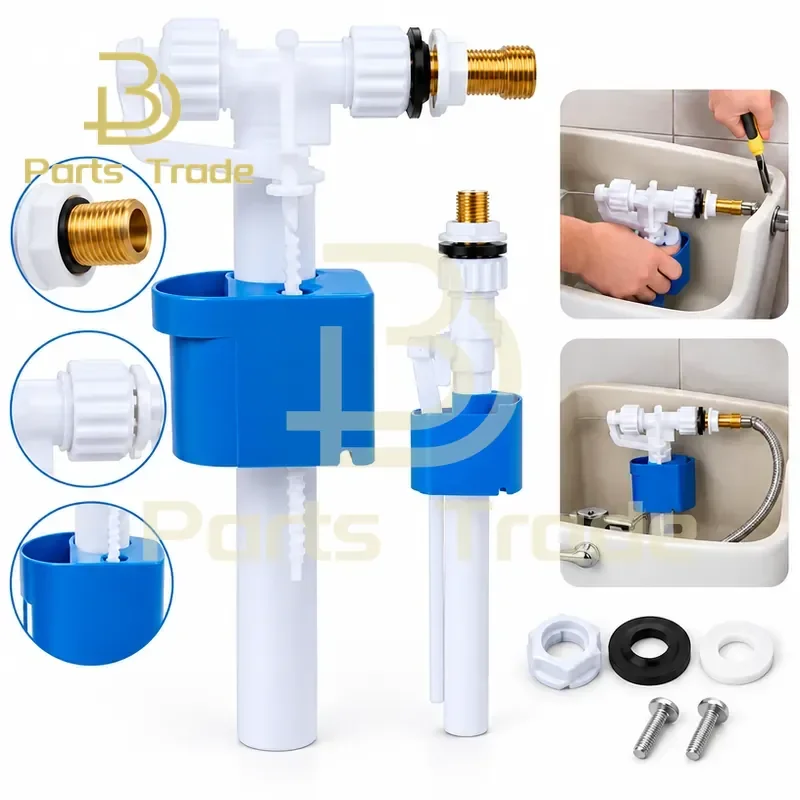 Universal Toilet Tank Fill Valve Float Valve G3/8 G1/2 Adjustable Brass Connector Replacement Parts for Cisterns
