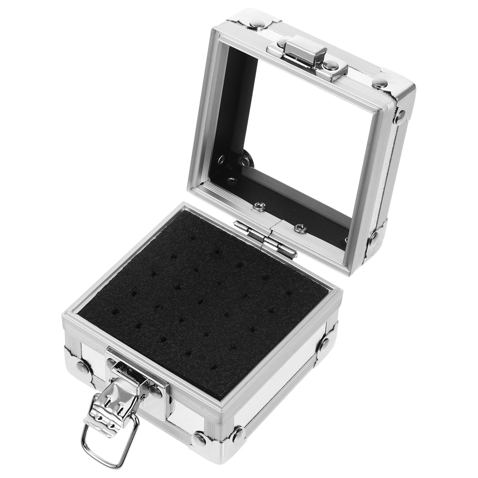 

Transparent Aluminum Nail Drill Bit Box Yellow Dustproof Jewelry Storage ganizer Manicure Polisher Display Case Grinding Heads