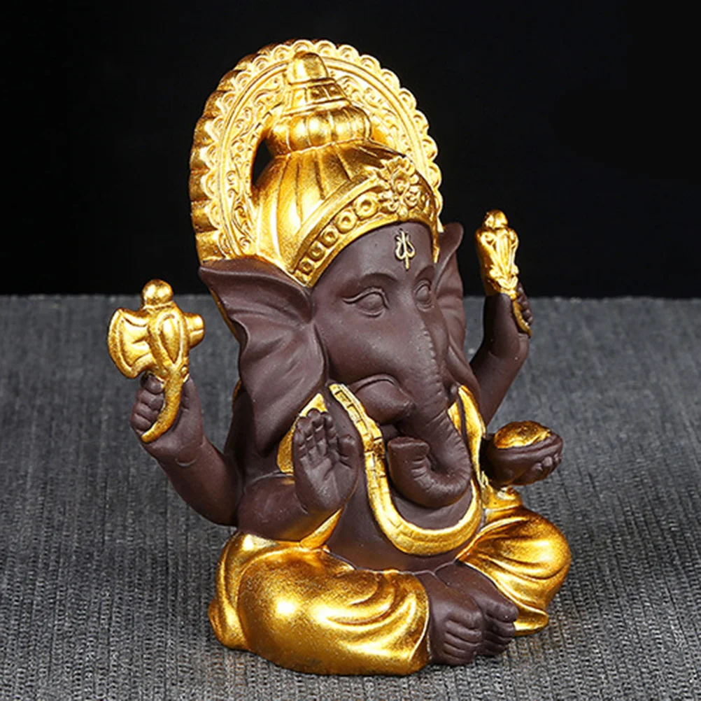 

Purple Clay Elephant Statue Ornament Handmade Ceramic Buddha Home Office Decor Gift for Family Friends Colleagues