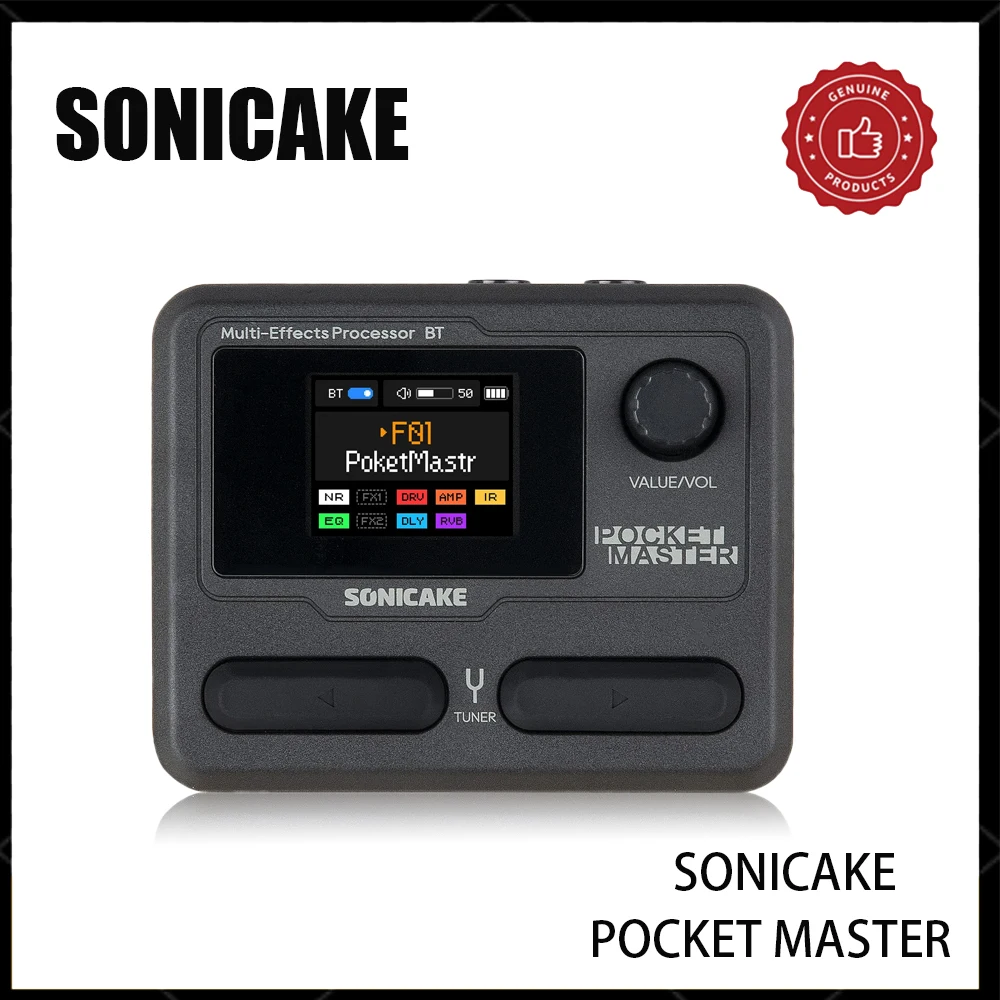 SONICAKE Pocket Master guitar effects pedal Colorful Case Guitar Bass Amp 100+ Multi-Effects Pedal APP Control Rechargeable