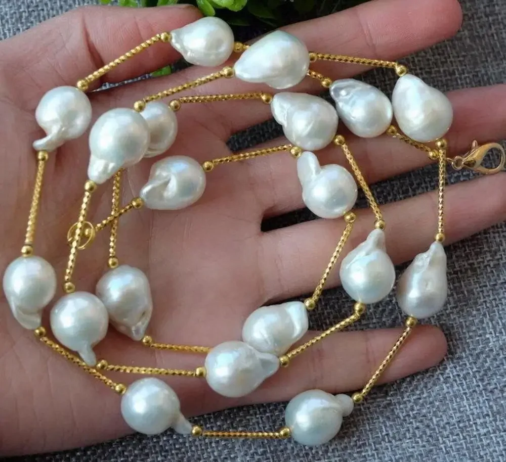 

Ювелирные изделия НОВОЕ ожерелье из натурального белого ядроного жемчуга Flameball в стиле барокко