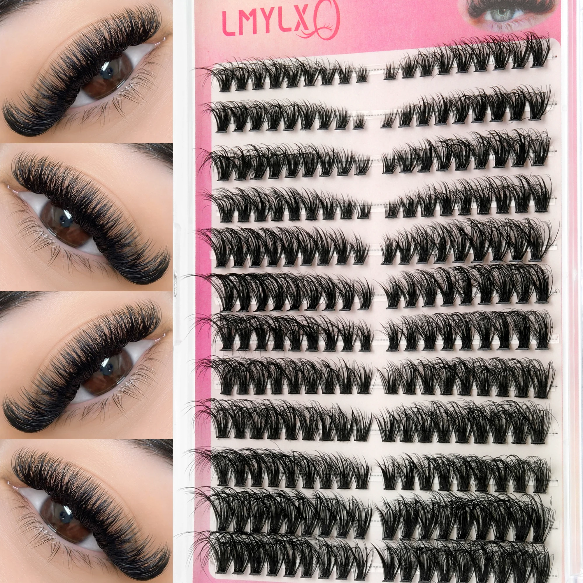 Eyelash Extensions - Накладные ресницы Wispy Cluster, изогнутые (D-образные),