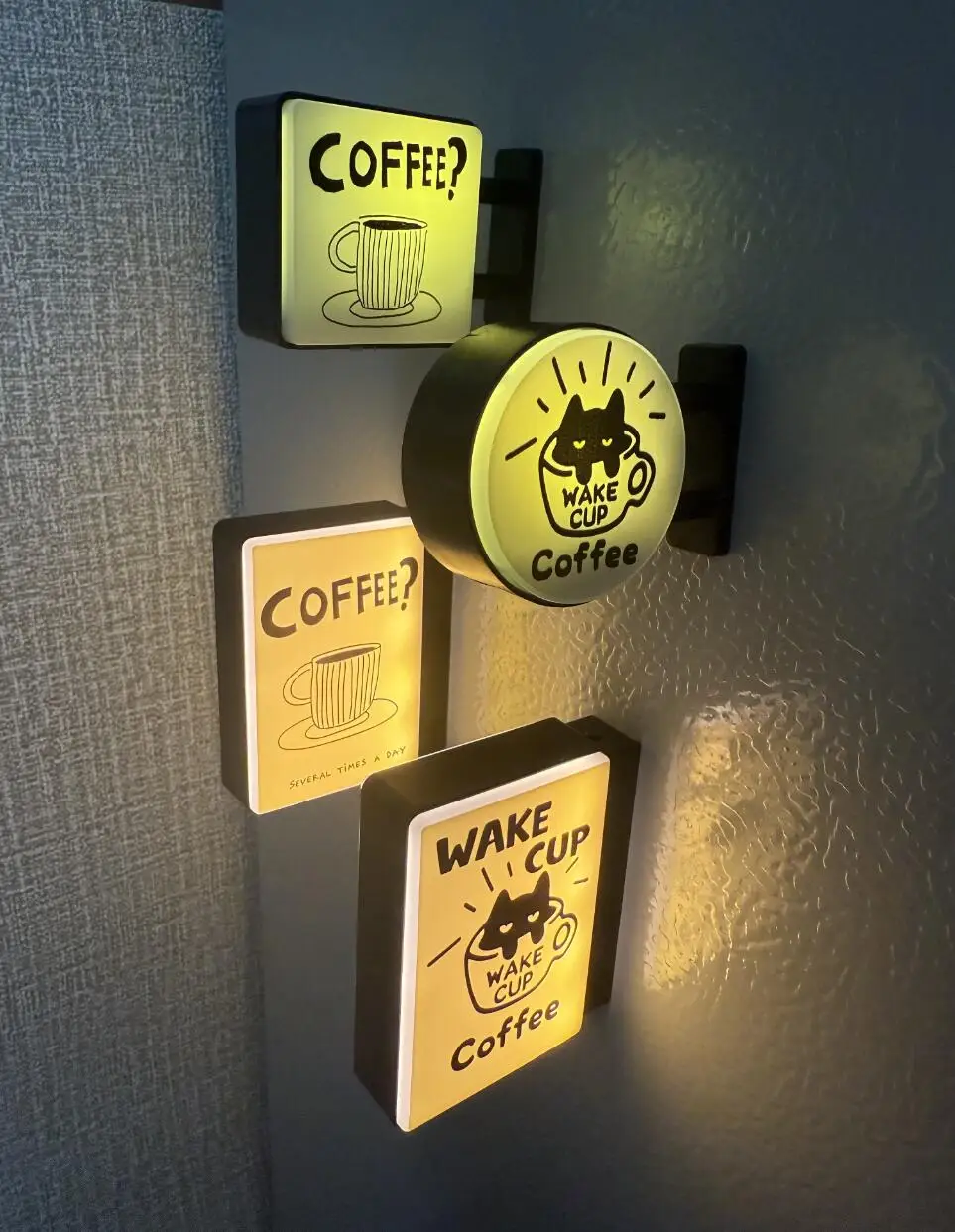 LED Glowing Coffee Fridge Magnet Lighted Display Sticker Mini Side Magnetic Decor