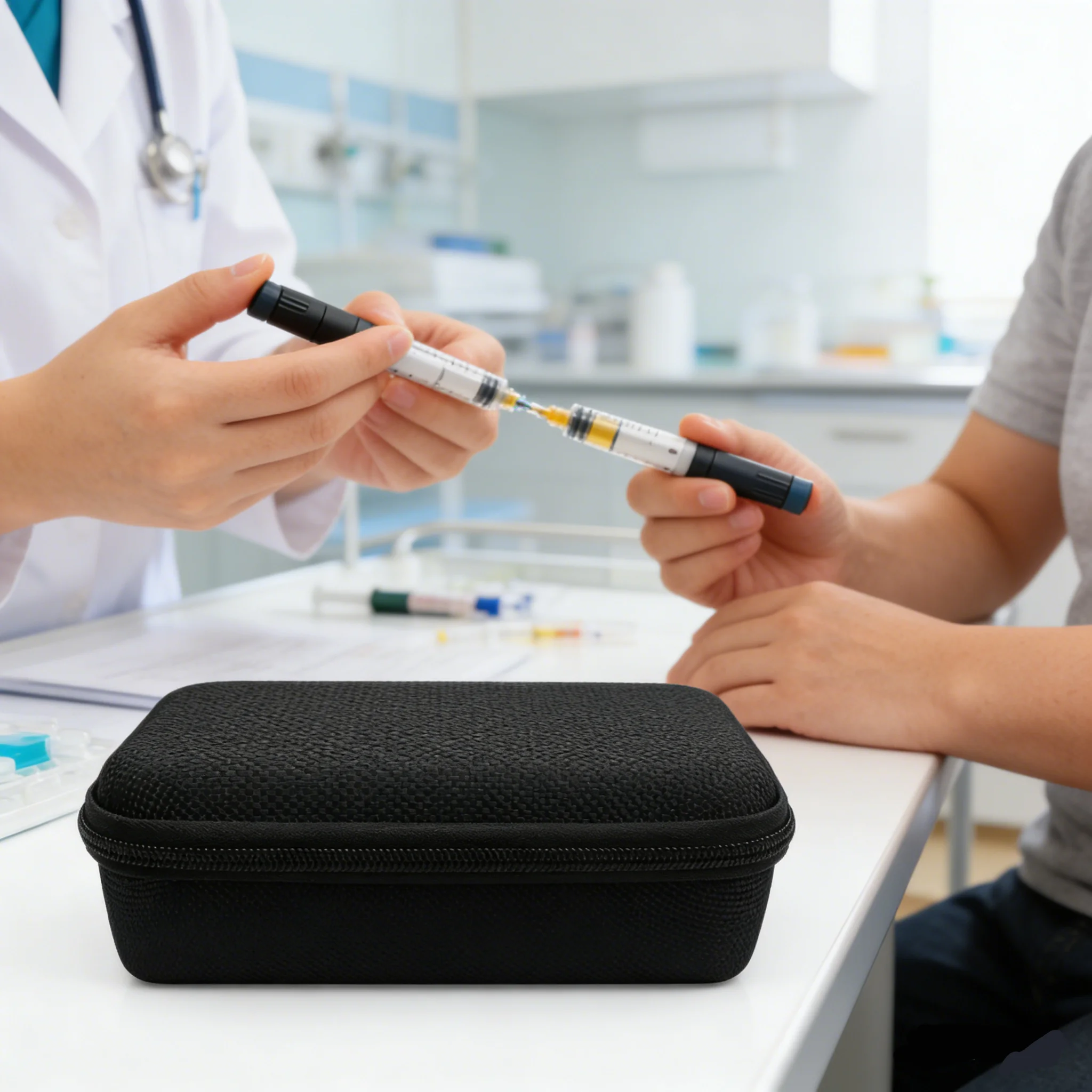 Handgehaltener Peptid-Insulinfläschchenhalter mit 35/15 Fächern für Standard-5/10-ml-Fläschchen, bunte Option, Schaumstoffschutz, nur Verkauf des Etuis – Detail 4