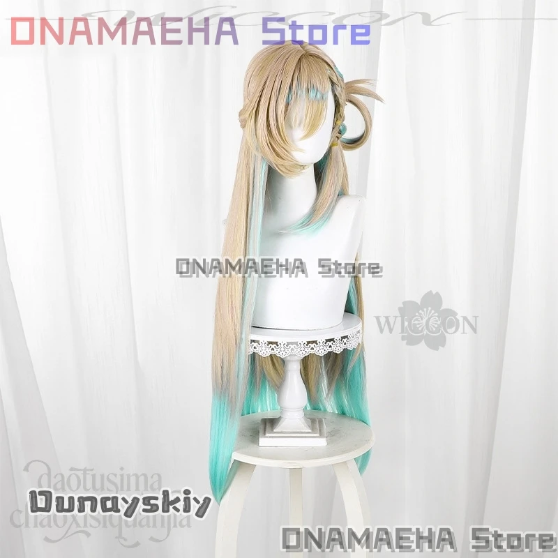 

ONAMAEHA@LYNAE Cosplay Anime Game Wuthering Waves Long Flaxen Wigs Mint Green Highlights Fashion Y2K Jirai Kei Synthetic Hair