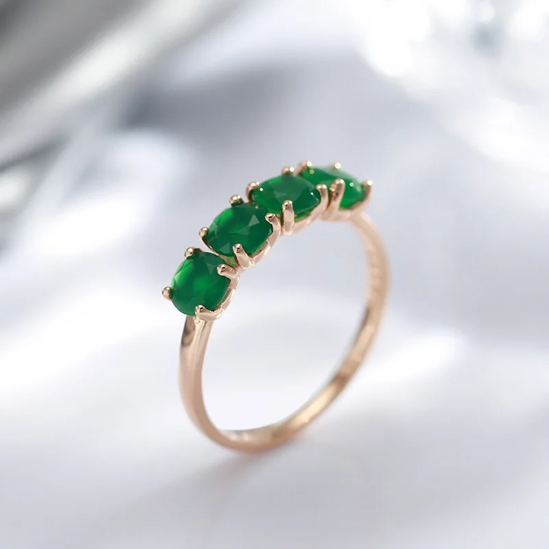 100% 18K rose Gold Ring for Women Natural emerald gemstone Jewelry Anillos De Bizuteria Anillos Mujer Gemstone gold Rings Box