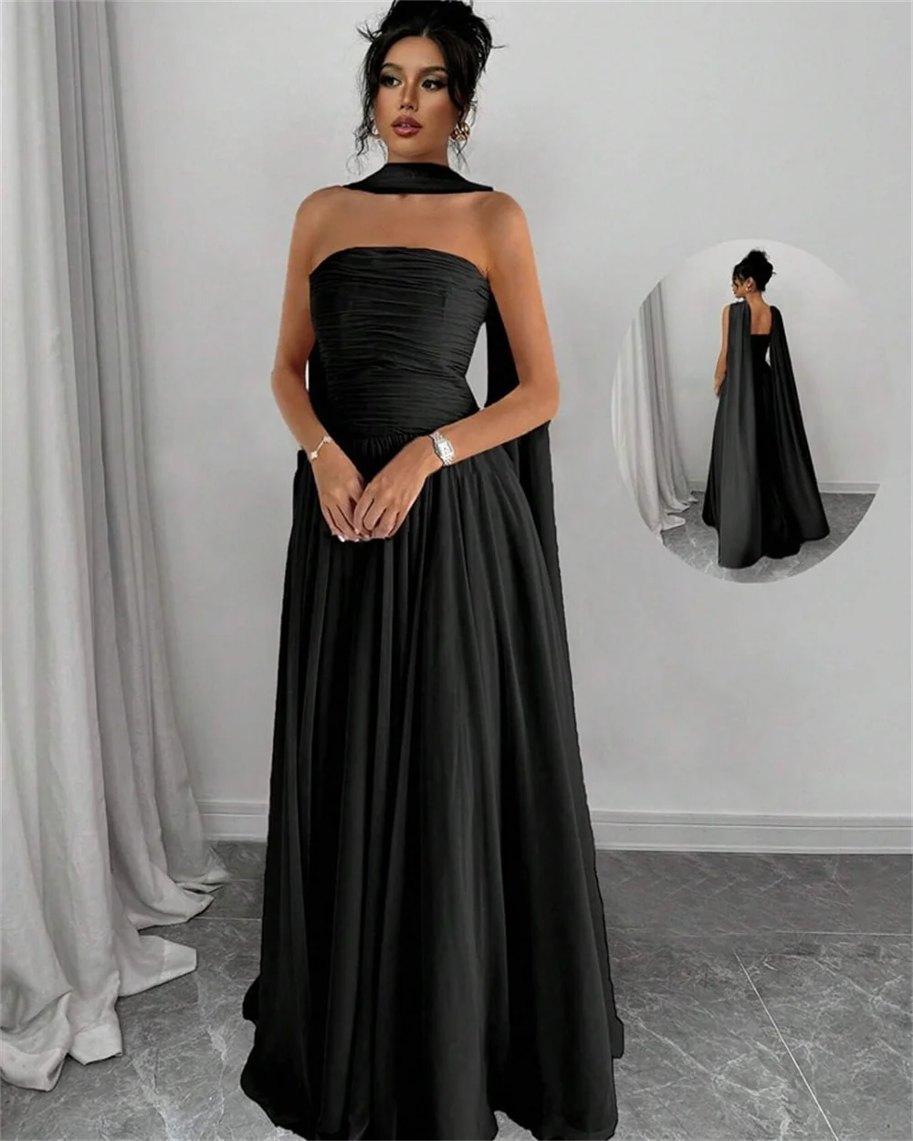 Mila-vestido de fiesta sencillo sin mangas, vestidos de noche lujosos sin tirantes personalizados para mujer, vestidos de fiesta hasta el suelo sin tirantes