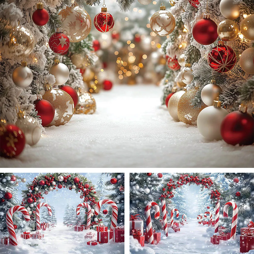 Mehofond-telón de fondo mágico de Nochebuena para niños, bosque, poste Norte, fiesta, escenas de ventana, decoración, muñecos de nieve, estudio de fondo