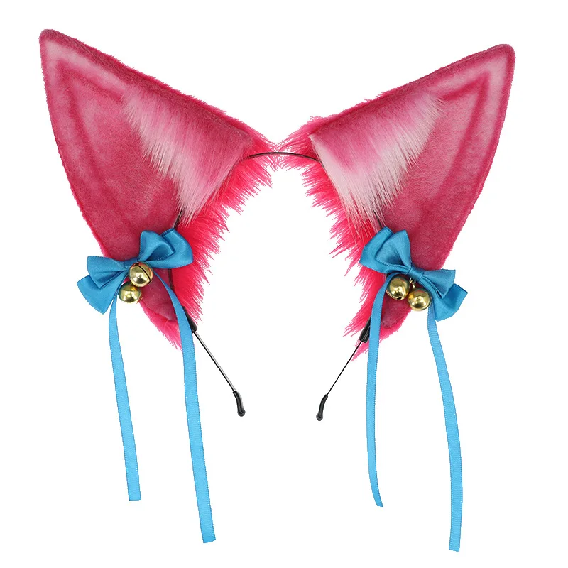 Handmade LOL Ahri ear headwear Cosplay Spirit Blossom Tailed Fox Headband Cos Accessories