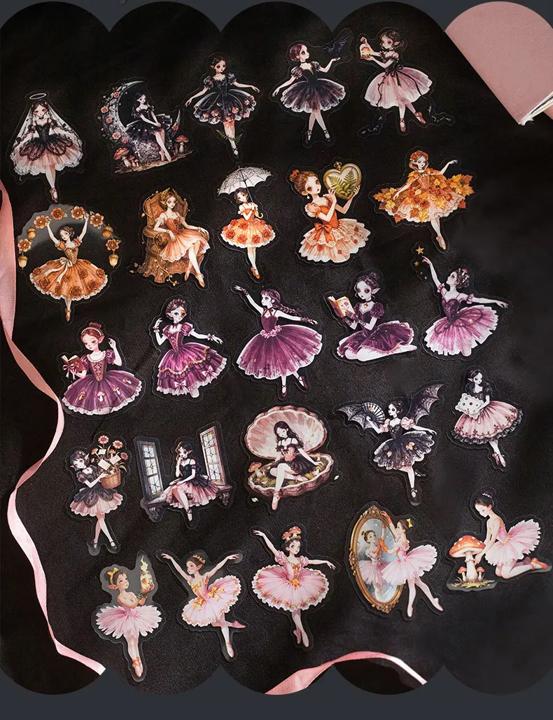 Journal GO 15 Stück Ästhetische Ballett-Tanz-Aufkleber DIY Kinder-Geschenk Spielzeug PET Graffiti-Aufkleber für Scrapbook Laptop Journaling Deko – Detail 9