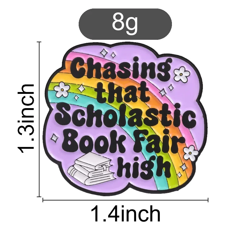 Book Fair Quote Enamel Lapel Pin Rainbow Cloud Brooch Cute Reading Theme Badge For Teacher Student Backpack Clothing Decor