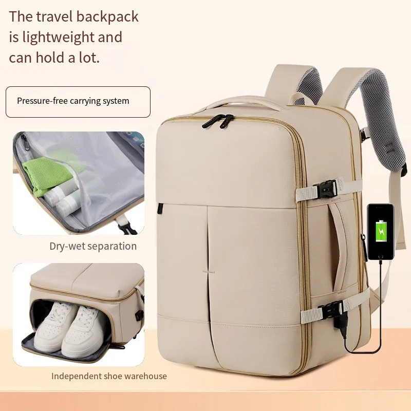 

Multifunctional Business Backpack, Expandable Outdoor Travel Bag, Unisex Large Capacity Computer Bag, Independent Shoe Compartment Water-Repellent Backpack