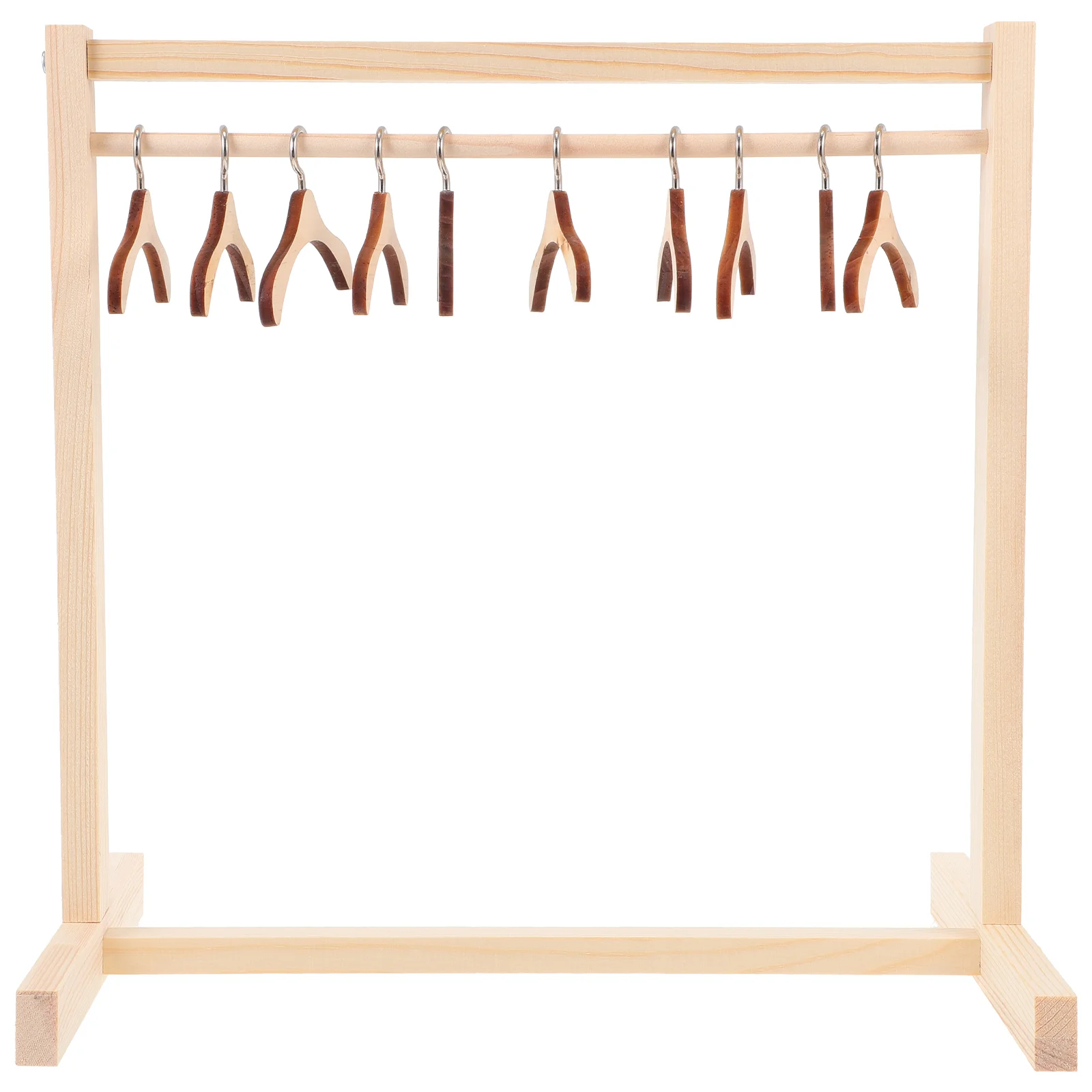 

Toy Wooden Hanger Baby Toys Child Clothing Rack Fairy Dollhouse Clothes Hangers