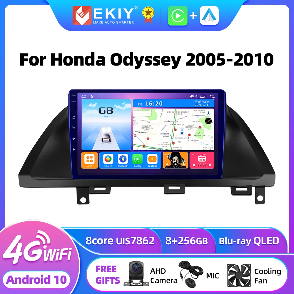 

EKIY T7 QLED DSP Автомагнитола для Honda Odyssey 2005 - 2010 Android 10 мультимедийный видеоплеер навигация GPS Carplay No 2 din DVD