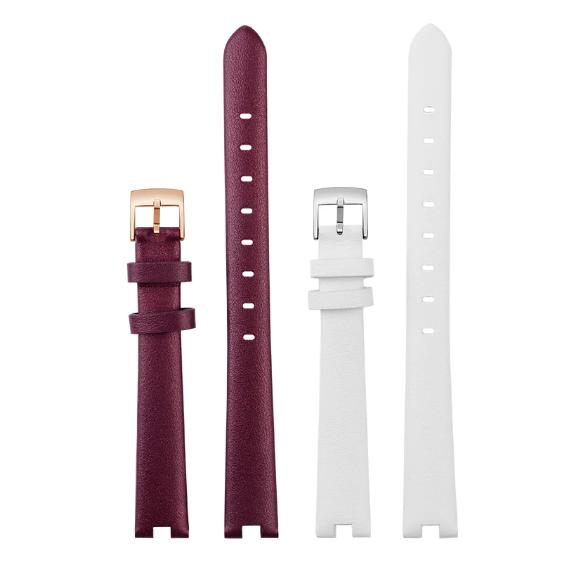 스와로브스키 5376812/5376830/842 소 가죽 시계 밴드 오목 인터페이스 팔찌 핀 버클 12mm 여성용 가죽 손목 시계 스트랩