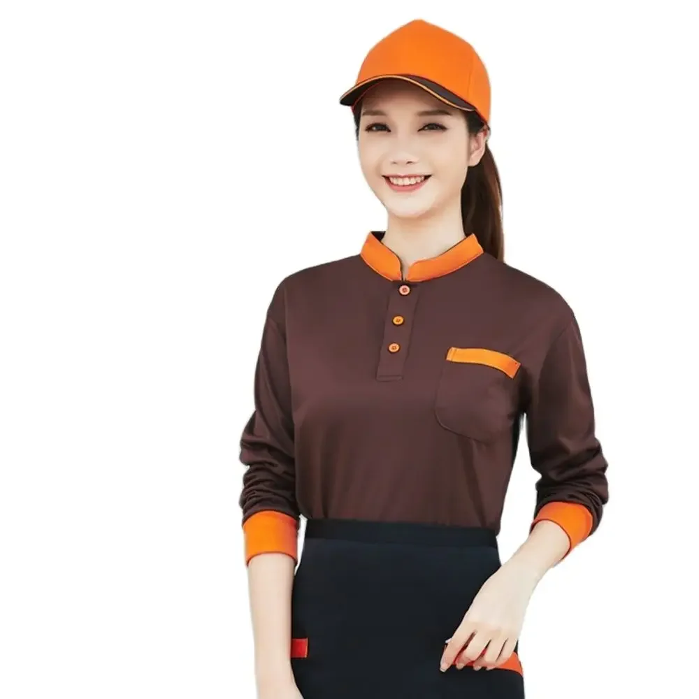 

Restaurant Catering Hotel Waiter Work Clothes Long Sleeve Women's Barbecue Hot Pot Hotel Staff Work Clothes Chef Coat Women