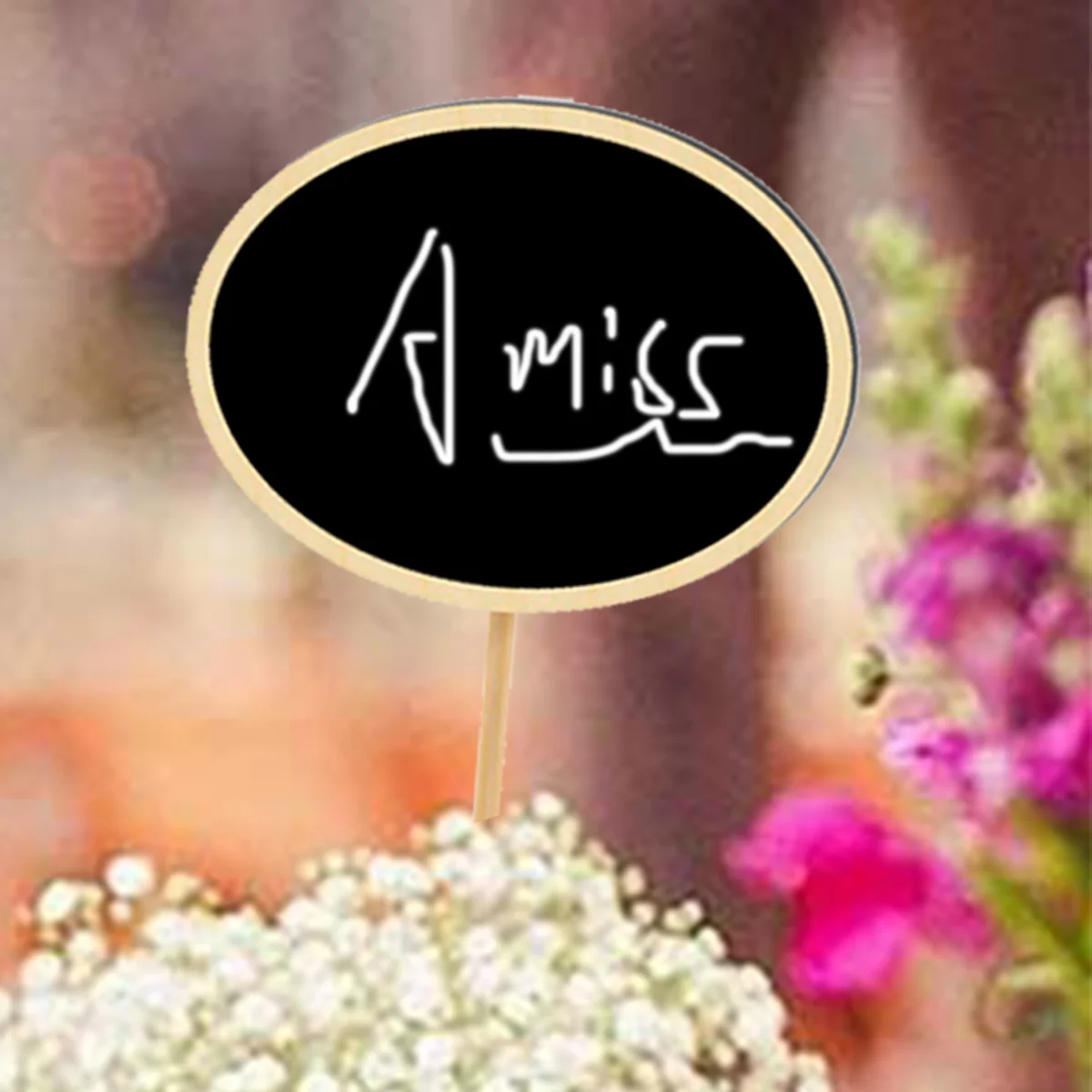 20 قطعة من سبورة السبورة الخشبية الصغيرة البيضاوية علامات الحديقة القابلة للكتابة لأواني النباتات علامات الأسعار رسائل هدايا حفلات الزفاف