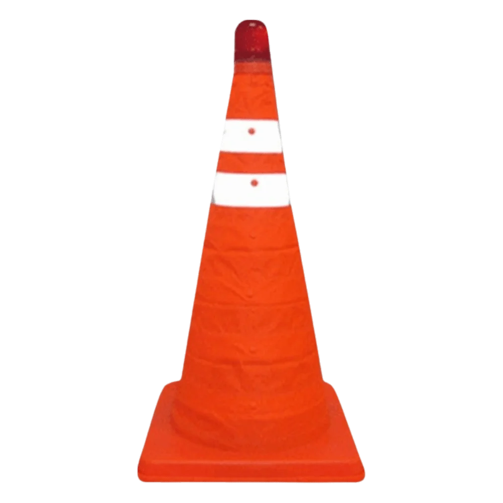 Orange Color LED Light Reflective Cone Reflective Stripes Foldable Design Road Cone Barricades with Ceiling Light