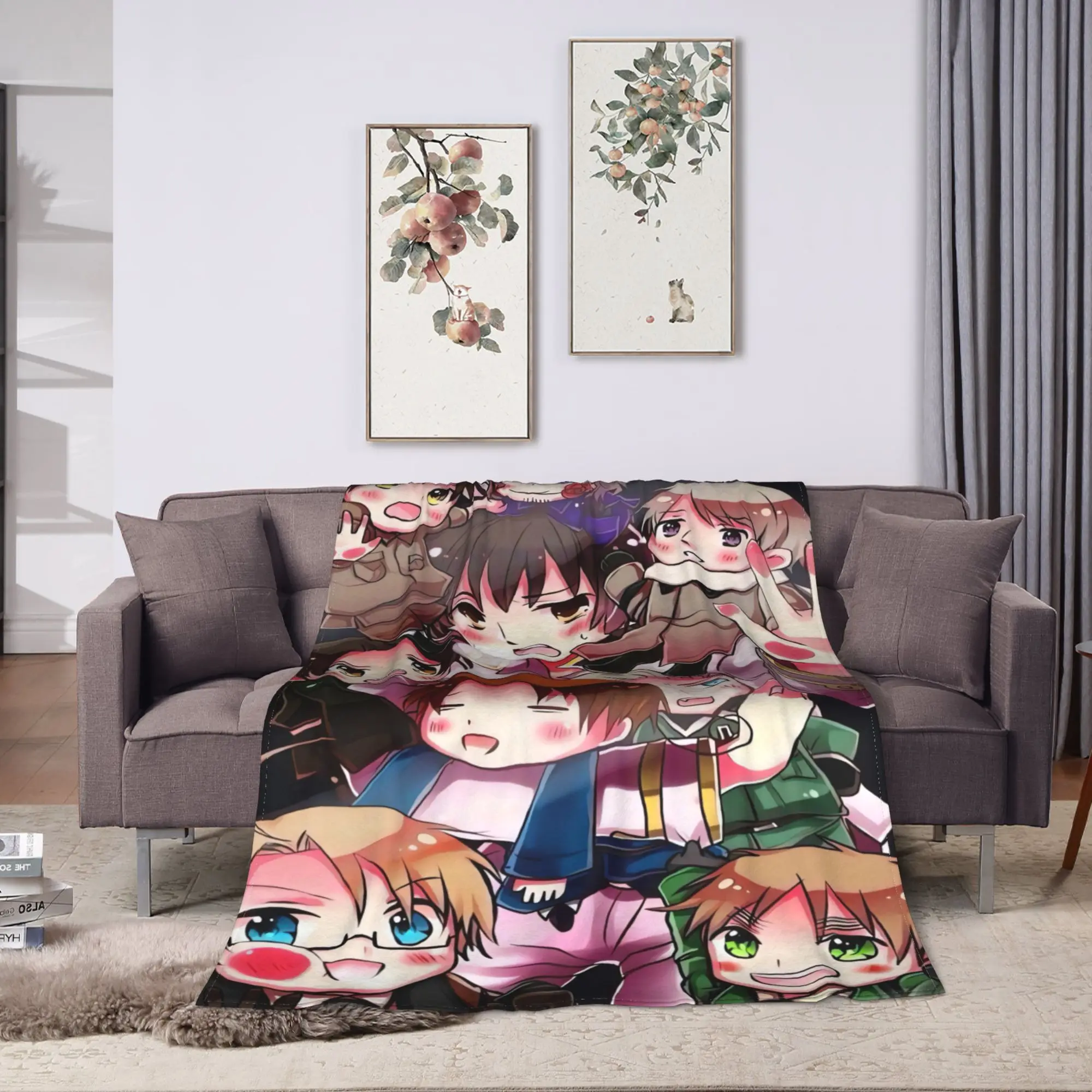 Hetalias Axis Powers Warm Soft Blanket  Decorative Plush Throw Blanket Novelty Outdoor Flannel Bedspread Sofa Bed Cover
