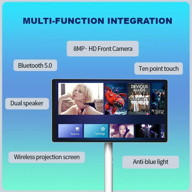 New 22 Inch Floor Stand TV with 8MP Video Camera StandbyMe Touch Screen Tablet with FHD 1920x1080 Pixels 72WH Large Battery