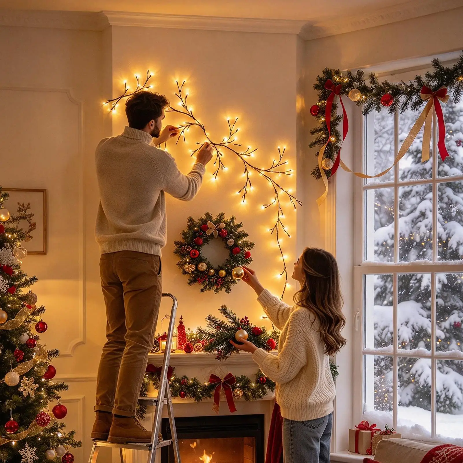 LED Tree Branch Light For Wall Flexible Plug-In Romantic Illumination Tree Branch Lights Wall Decoration For Housewarming Dorms