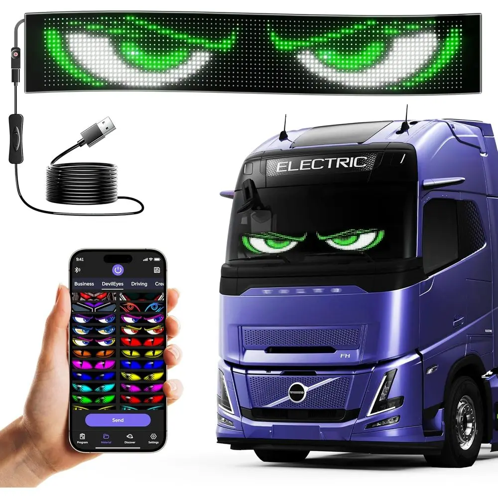 

Programmable LED Sign for Car Windshield - 23x5in Flexible Display with App Control for Custom Messages