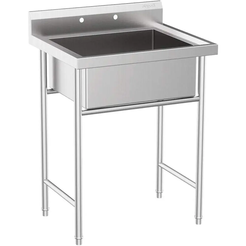 28 Stainless Steel Utility Sink with Backsplash for Laundry, Workshop, or Commercial Use