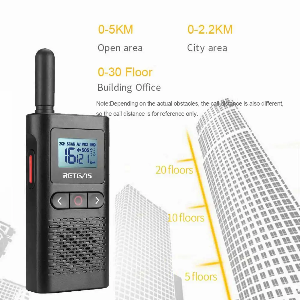 Retevis Mini Walkie Talkie Walkie-Talkie ricaricabili 2 pezzi PTT PMR446 Radio bidirezionale portatile a lungo raggio per la caccia