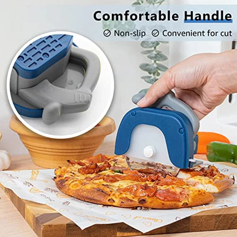

Pizza Cutter Wheel Sharp Kitchen Stainless Steel Pizza Slicer with Comfortable Anti-slip Handle and Protective Blade Guard