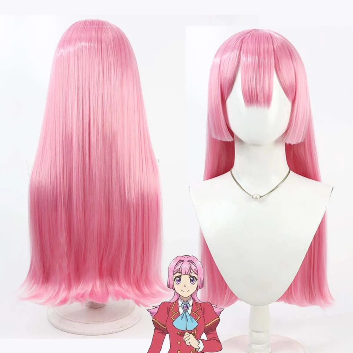 

Women Anime From Bureaucrat to Villainess：Dad's Been Reincarnated Cosplay Anna Doll Long Pink Wig