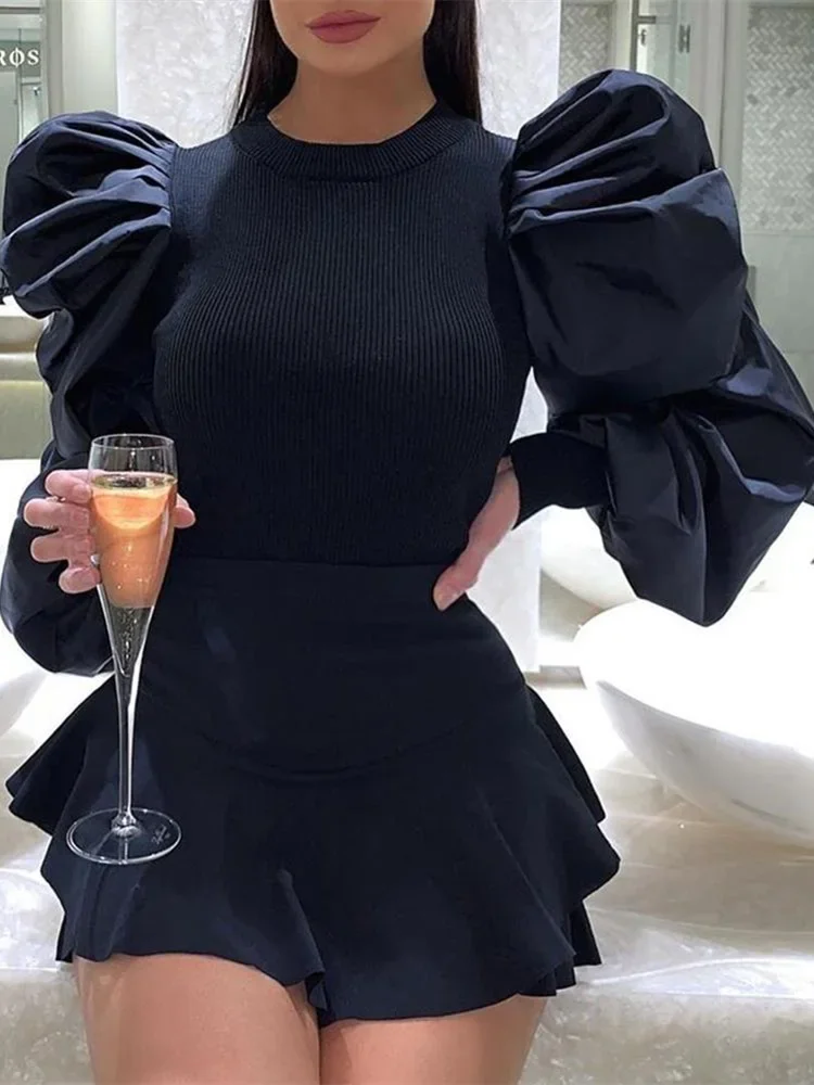 

Hirigin OL Women Ladies Long Puff Sleeve Blouse Spring Fall Fashion Elegant Shirts Top Solid Color Female Mujeres Blusas Camisas