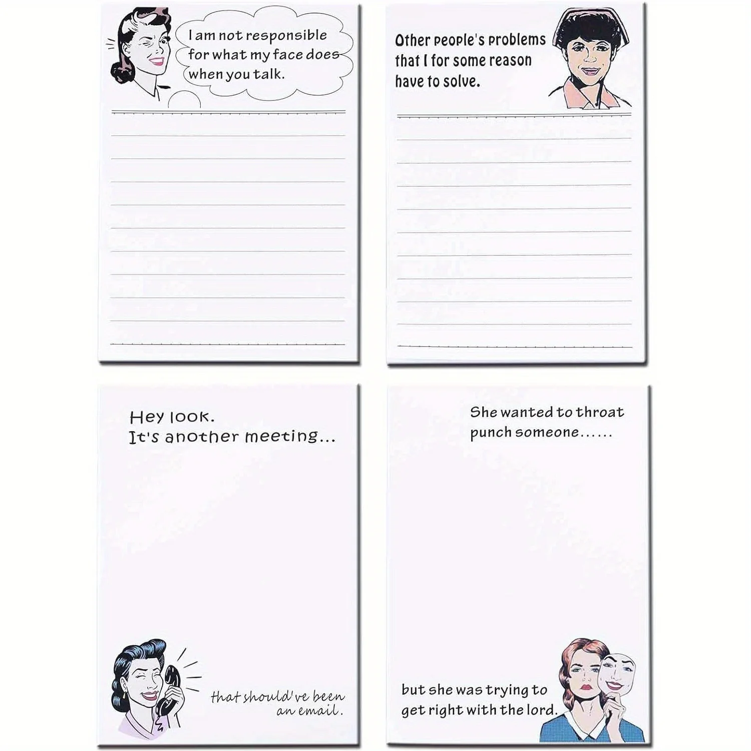 

4 Pcs Funny Novelty Memo Pads,Coworker Gifts for Women,Funny Notepads for Office,Women Office Note Pad,Perfect Novelty gift for