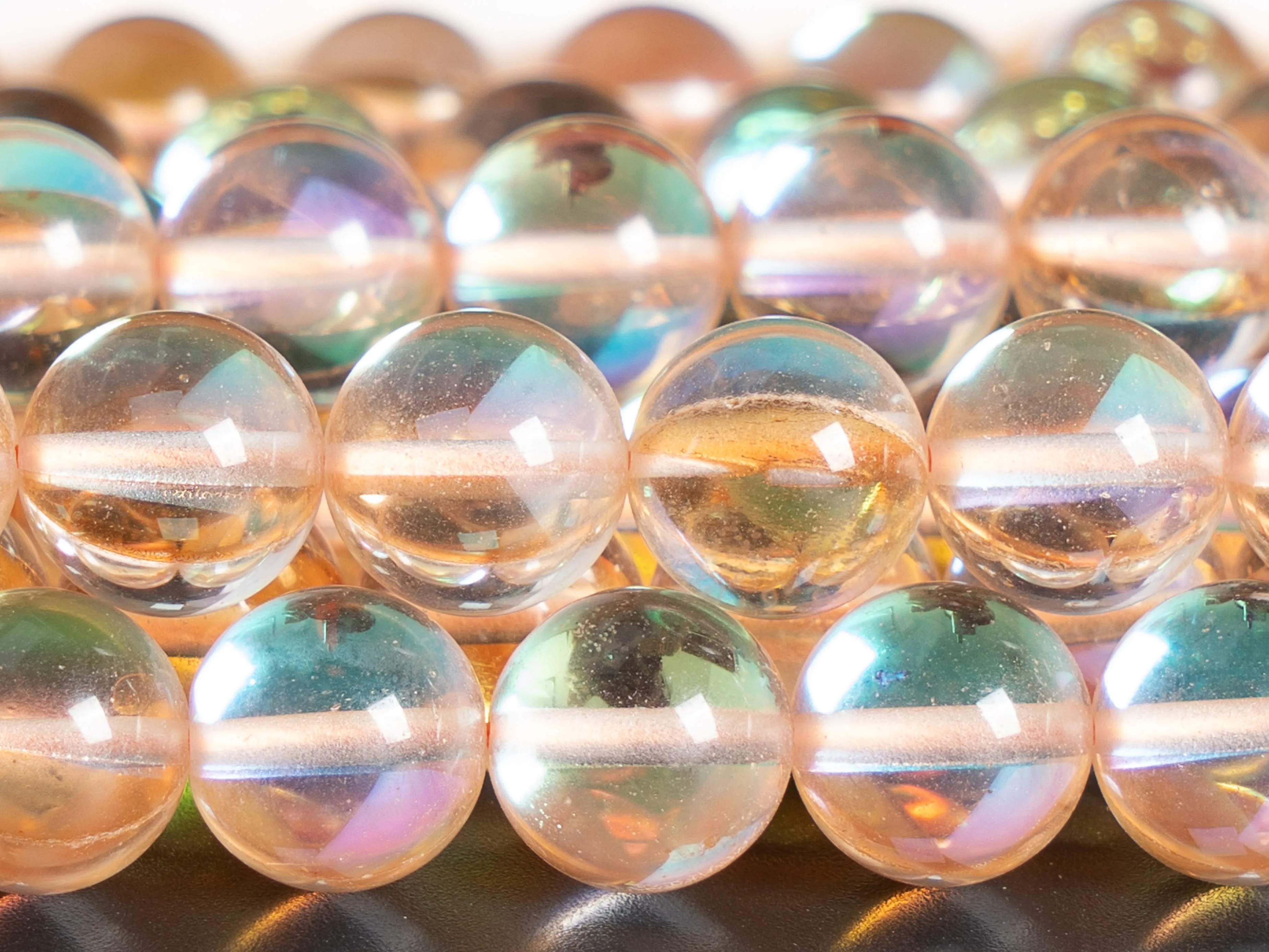 Orange Mystic Aura Quartz Beads Round Loose Beads Round Size Options 6/8/10/12mm for Jewelry Making