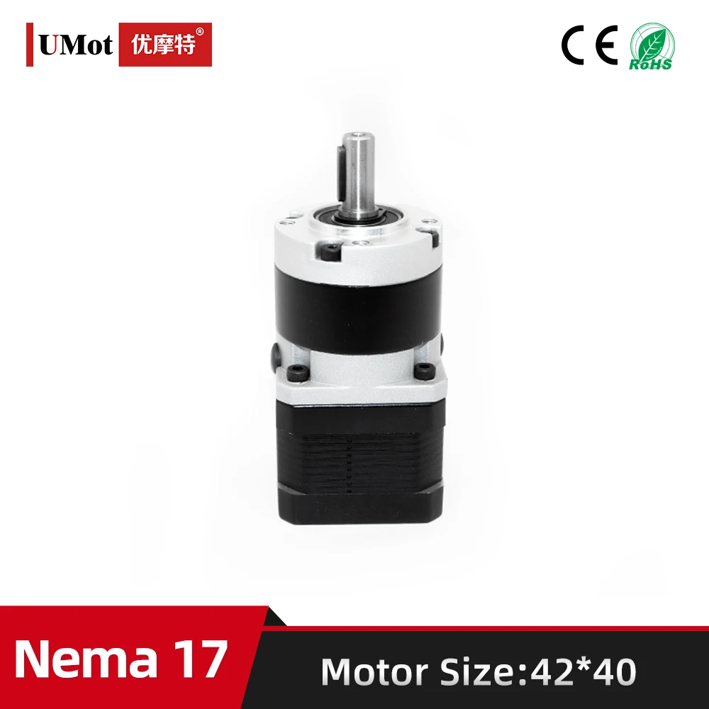 

Length 40mm Nema 17 Precision Planetary Geared Stepper Motor With Gearbox Reducer Customized Ratio 25/50/100 1.5A 2.5V