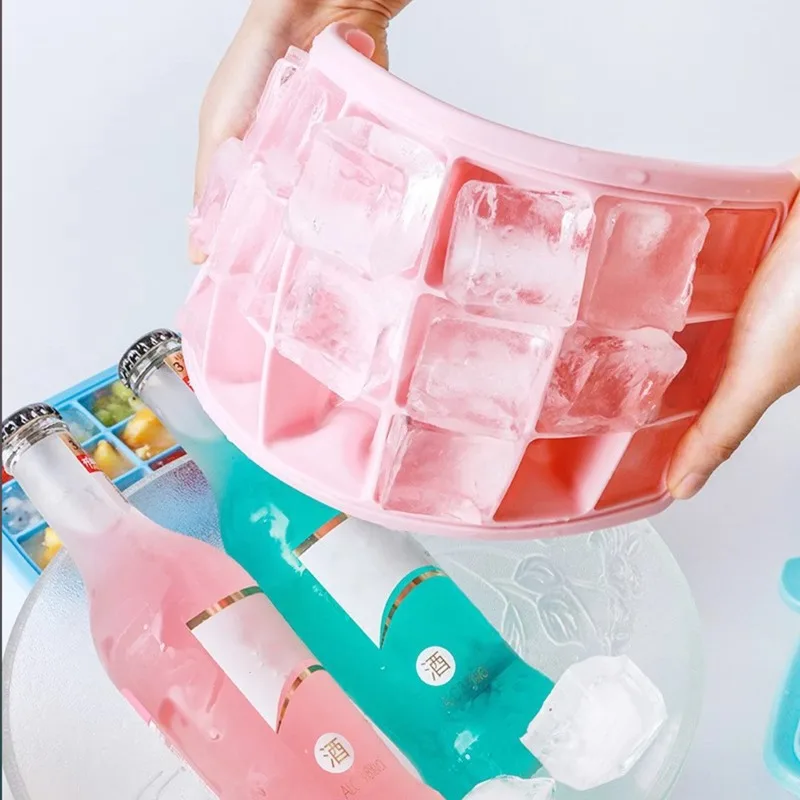 24 cubitos de hielo moldes para congelador de gelatina bandeja de cubitos de hielo de silicona con tapa de fácil liberación para cócteles de whisky Cola comida y bebidas para bebés