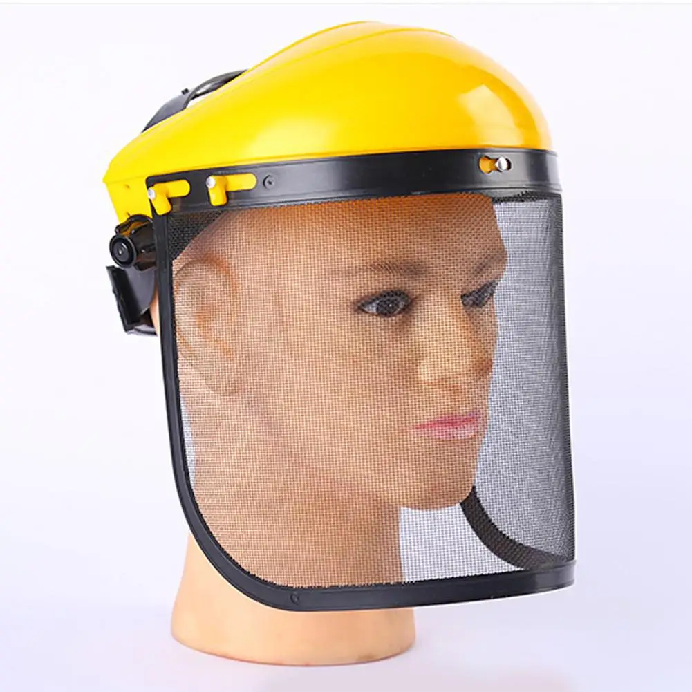 Safety Face Shield with Mesh Visor Garden Grass Trimmer Safety Helmet Full Face Helmet Hat for Gardening Weed Wacker Protection