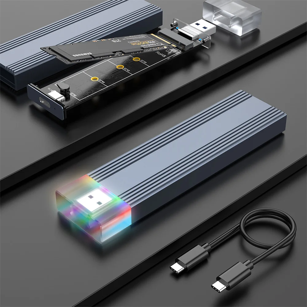 M.2 NVME SSD External Case Reader Adapter to USB C Docking Station 10Gbps Aluminum for SATA NGFF M+B 2230/2242/2260/2280