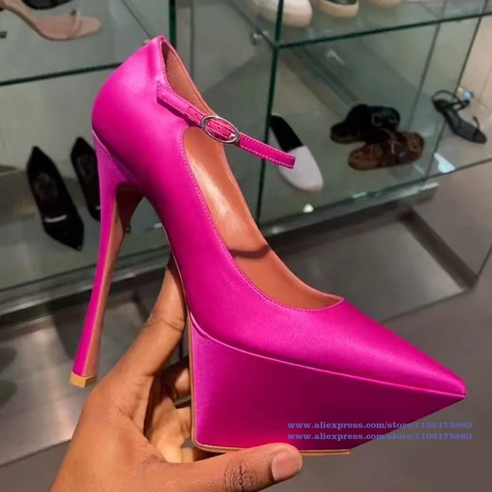 منصة الكاحل أبازيم الأشرطة الصنادل مدبب تو عالية الكعب مضخات مصمم النساء فستان أحذية الحفلات Sandalias De Mujer Verano #3