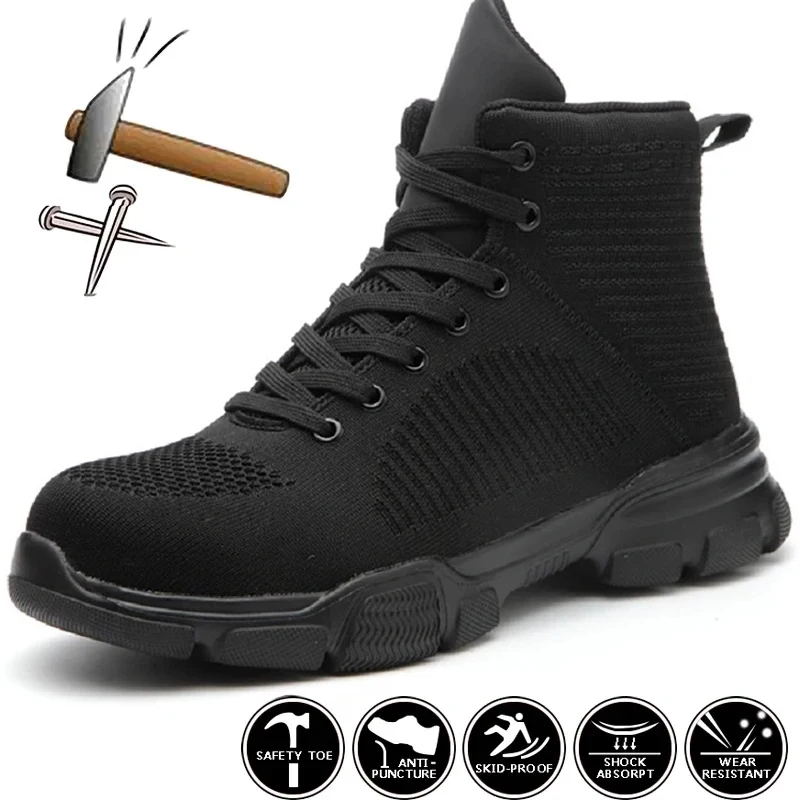 Indestructible Men Boots Safety Shoes Men Work Safety Boots Outdoor Work Boots Anti-smash Anti-puncture Work Shoes Desert Boots