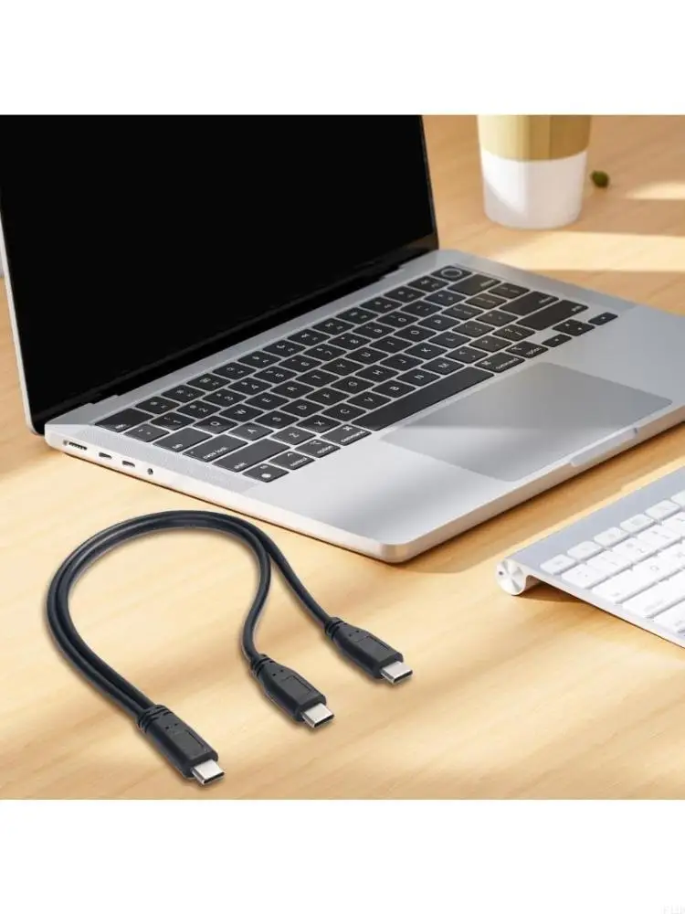 F42D 30cm USB Type C to Two Type C Male Cable Fast Speed Charging Cord for Smartphones and Tablets Power Supply