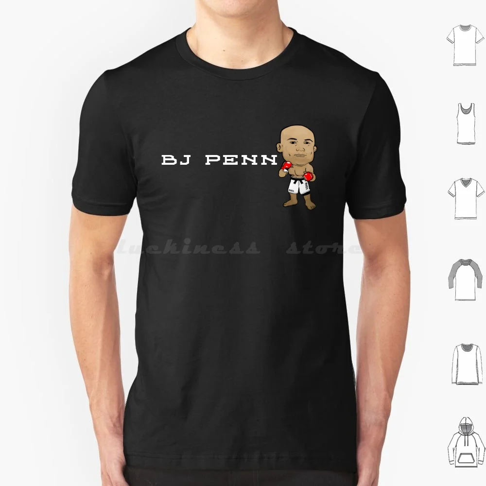 Homens e mulheres cabeça grande camiseta de algodão, Bj Penn Cartoon Print, DIY