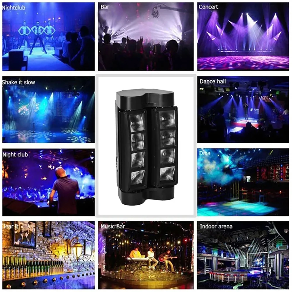 3*8W Professional KTV Party DJ Disco Light Sound-Controlled DMX512 Control Spider Light Wedding Dance Hall Audience Light