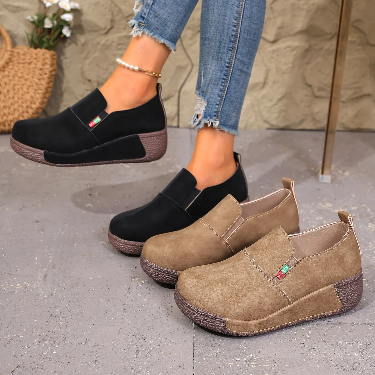 

Spring Autumn Women Shoes Casual Platform Outdoor Fashion Sneakers Women Retro Flats Thick Sole Wedges Sneakers Zapatos De Mujer