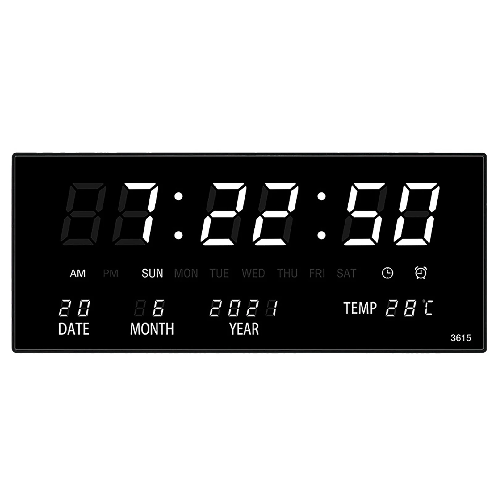 Large Digital Display LED Wall Clock Remote Control Time Date Week Temperature Digital Display Clock Timing Function Wall Mount