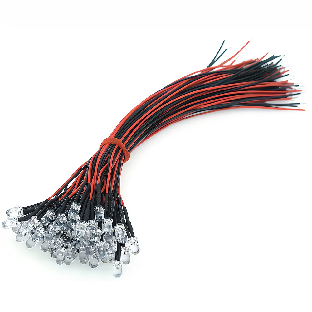 5/10 قطعة 5 مللي متر حبة ضوء مستديرة 20 سنتيمتر قبل السلكية LED الثنائيات الباعثة للضوء لمبة مشرق كابل تيار مستمر 12 فولت دافئ أبيض أحمر DIY بها بنفسك الديكور مصباح #4