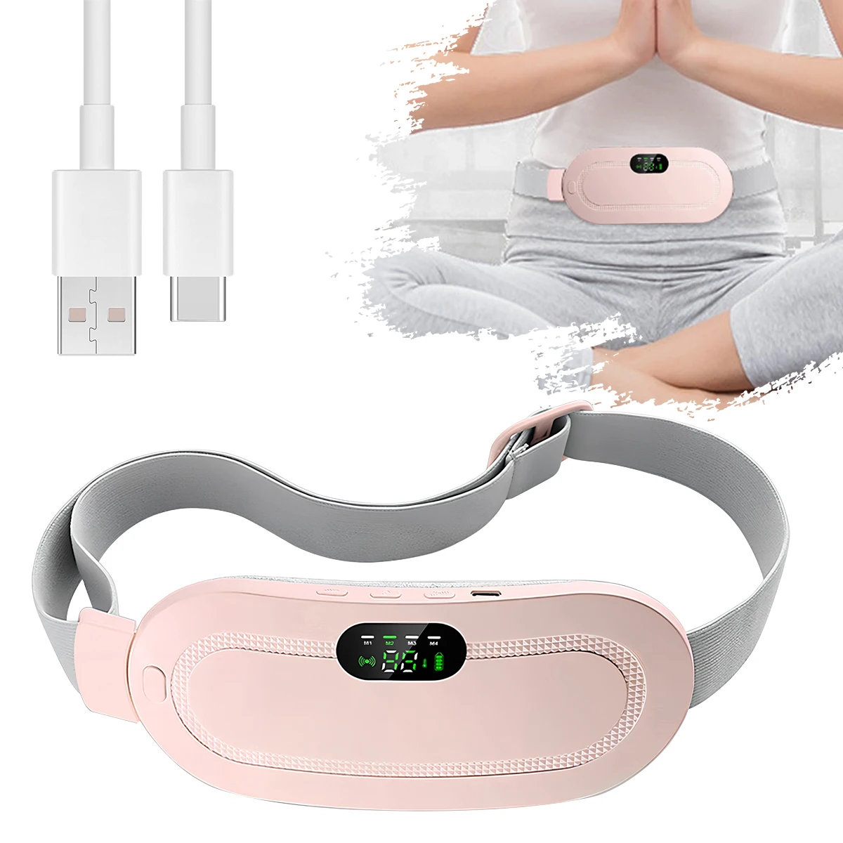 

Electric Heating Pad Menstrual Cramp Massager Belt Women Period Care Hot Compress Device Vibration Abdominal Ulter Warmer Belt