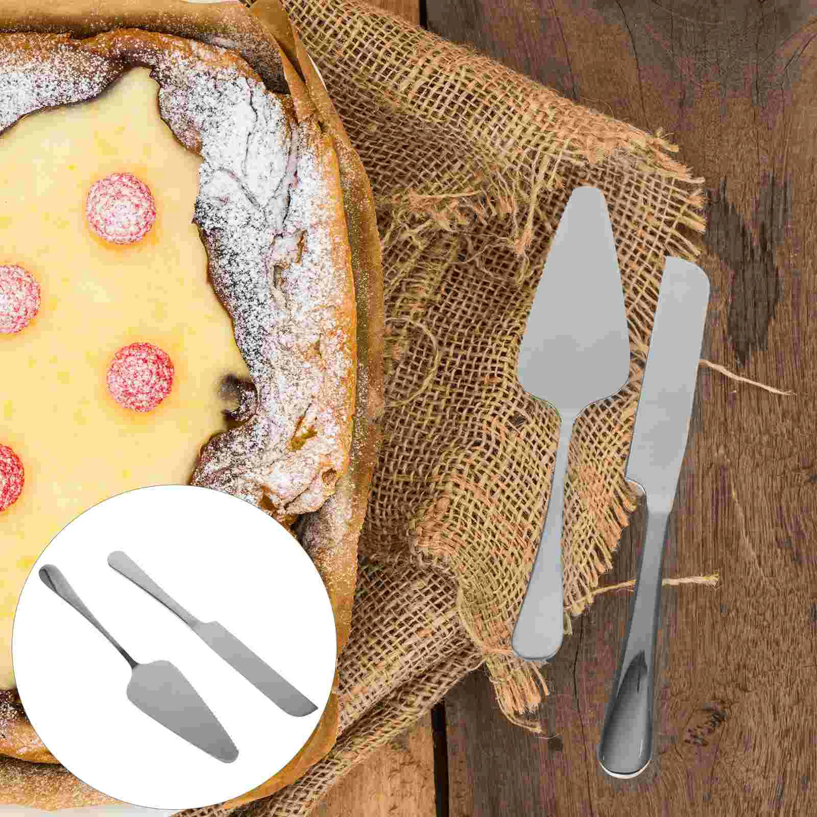 Cake Knife Set Sever Wedding Spatula Serrated Pie Server Stainless Steel Supplies Simple