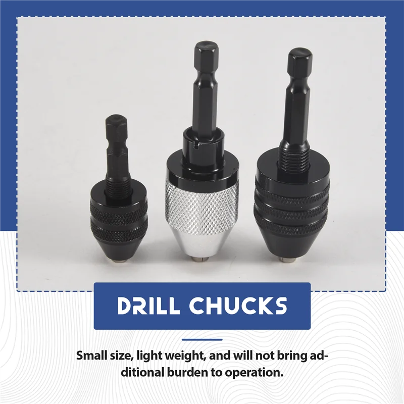 【Flash Sale】3 Buah Mata Bor Impact Konverter Adaptor Perubahan Cepat Chuck Bor Tanpa Kunci Batang Hex 1/4 Inci, Aksesori Alat Listrik