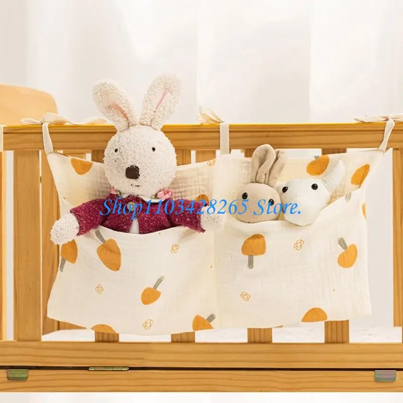 حقيبة تعليق لسرير الأطفال مصنوعة من القطن بتصميم طبقة مزدوجة ومساحة كبيرة وحزام مانع للانزلاق، حل عملي لغرفة الأطفال G2TE #3