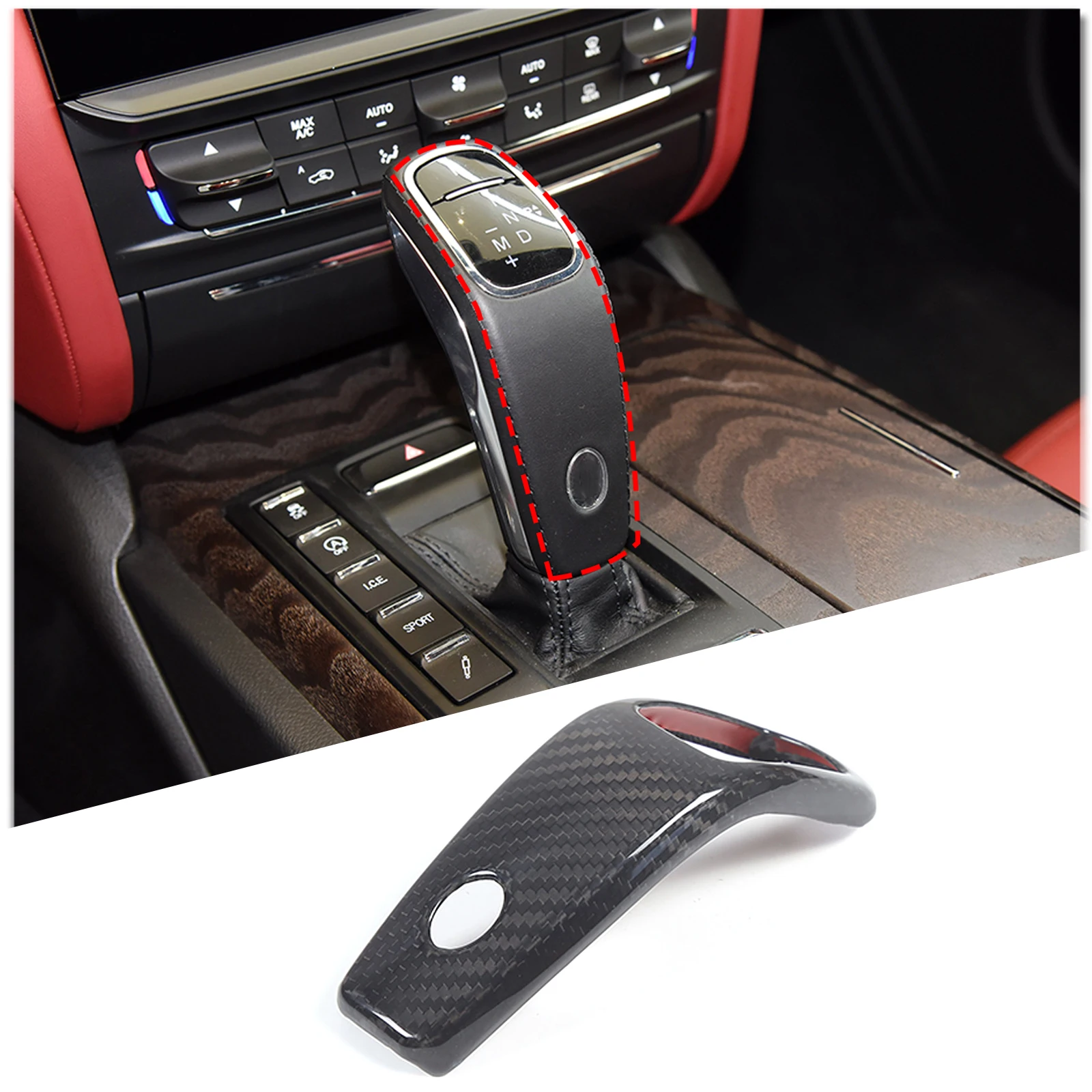 

Car Gear Shift Knob Cover Trim Real Carbon Fiber For 2019-2023 Maserati Ghibli/Quattroporte/Levante Interior Accessories